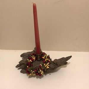 Beautiful candle holder with natural wooden base